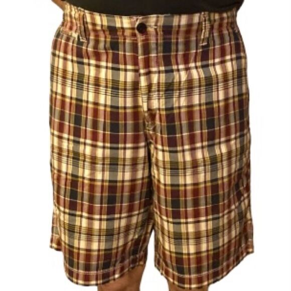 GAP Other - GAP Golf Plaid Checkered Navy Tan Gold Burgundy Bermuda Casual Shorts Mens 38